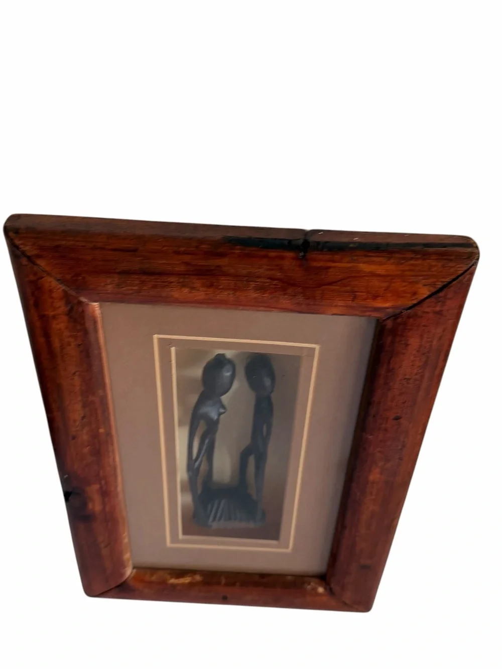 Vintage Metal Male Female Statue Shadow Box Wall Frame